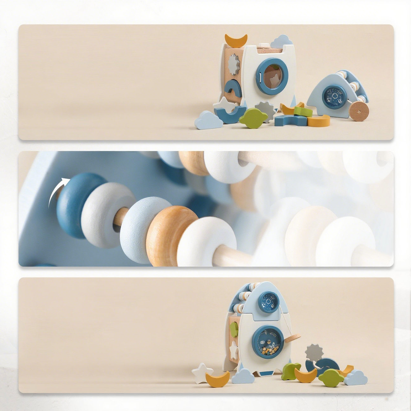 Ensemble d'activités 5 en 1 pour tout-petits en forme de champignon en bois
