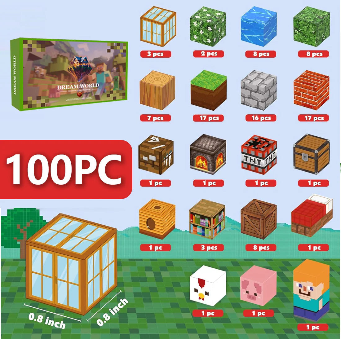 Blocs magnétiques Minecraft pour enfants 