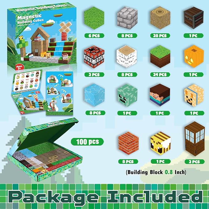 Ensemble de blocs de construction magnétiques Minecraft