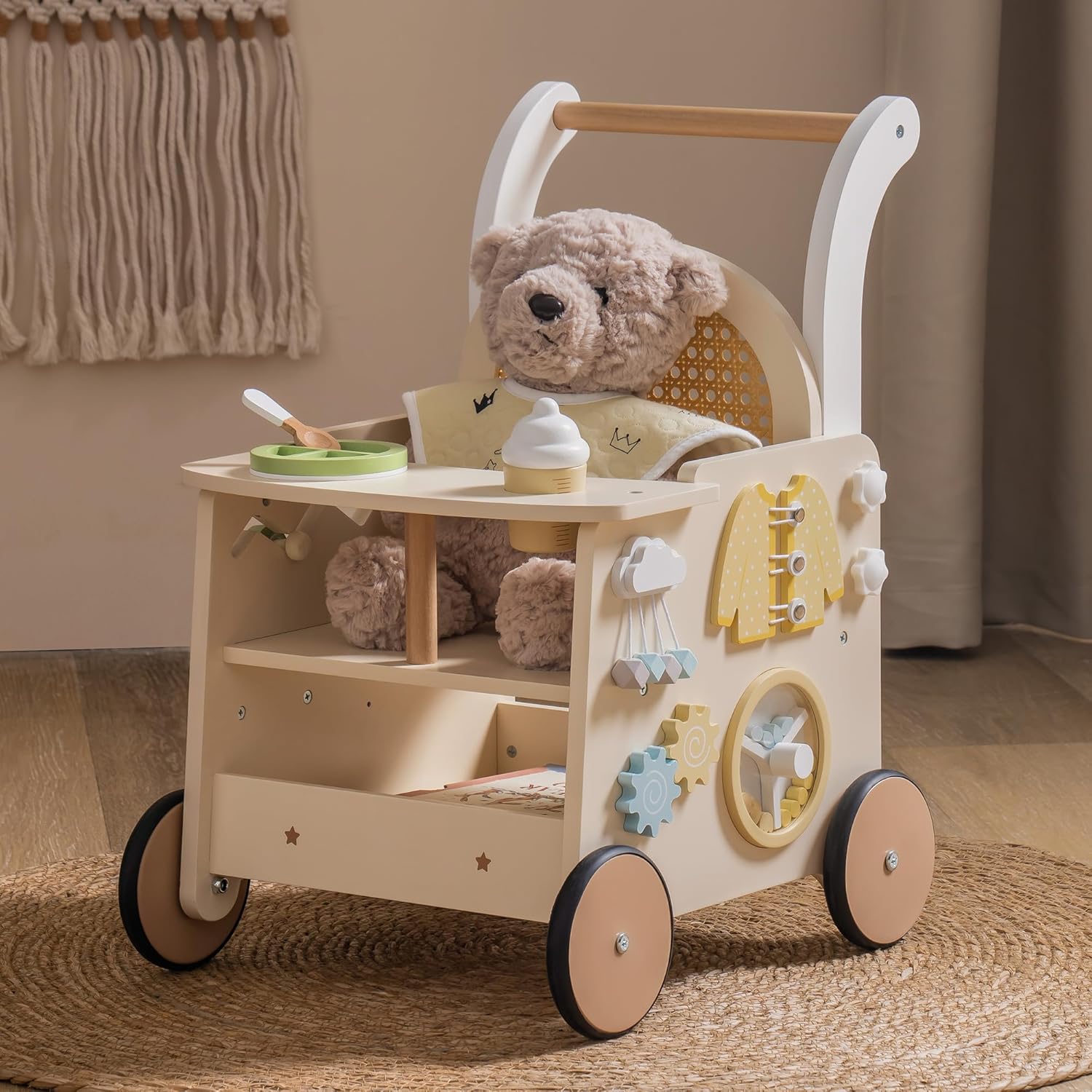 Rattan Baby Walker – Stylish Push Toy for Toddlers