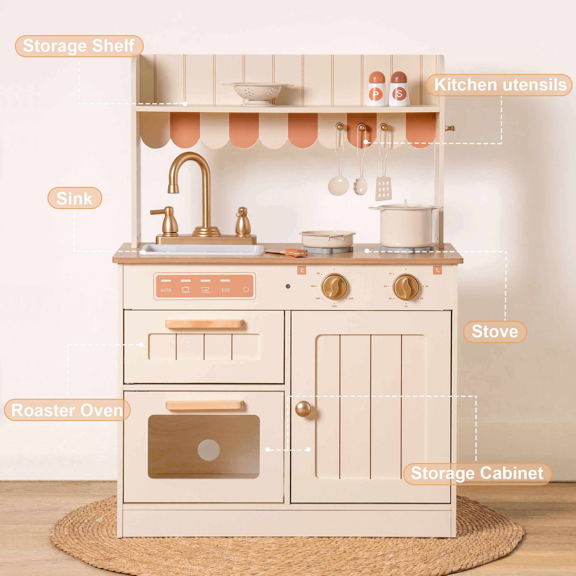 Ensemble de cuisine en bois réaliste pour enfants