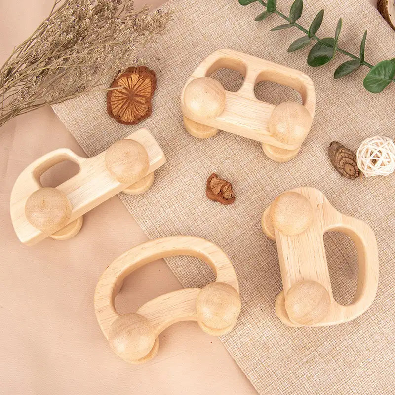 Voiture en bois à pousser et à saisir pour tout-petits