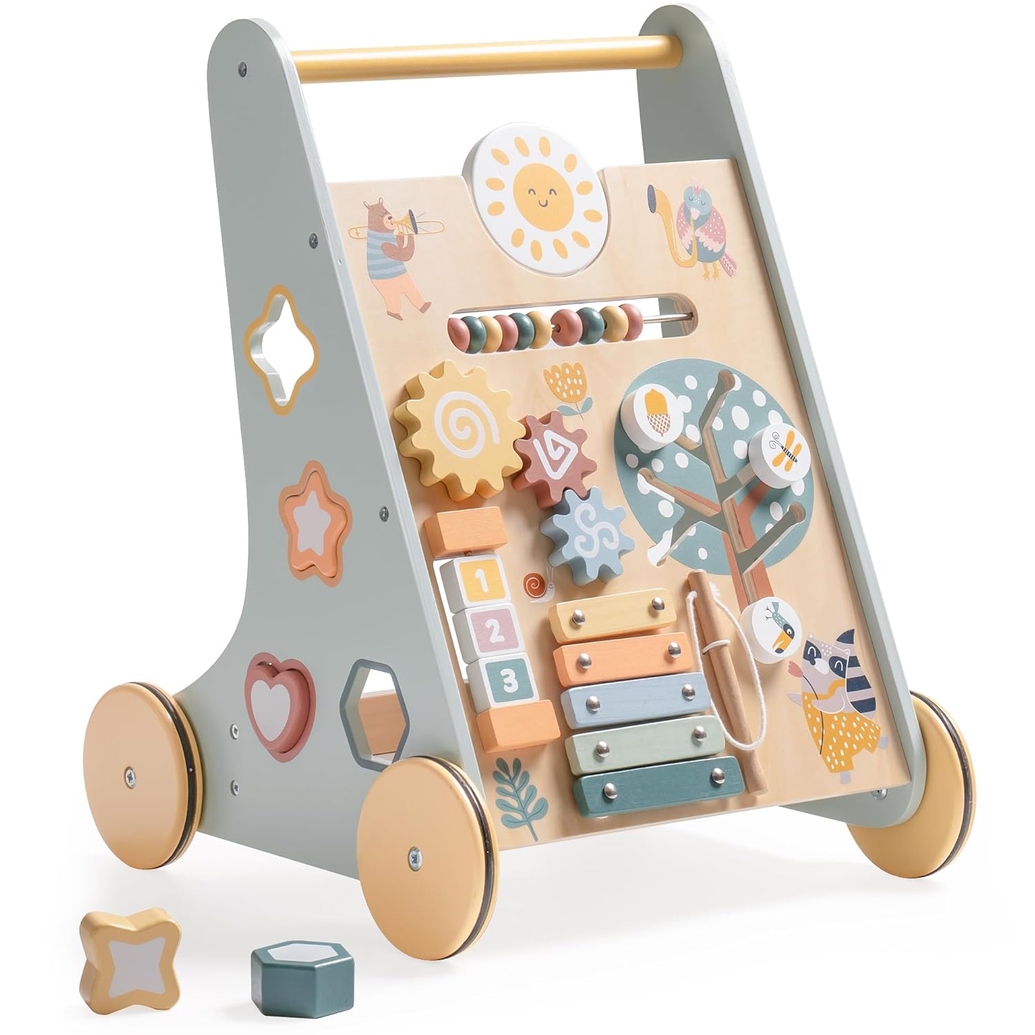 Wooden Activity Stroller – Toddler Learning & Push Toy