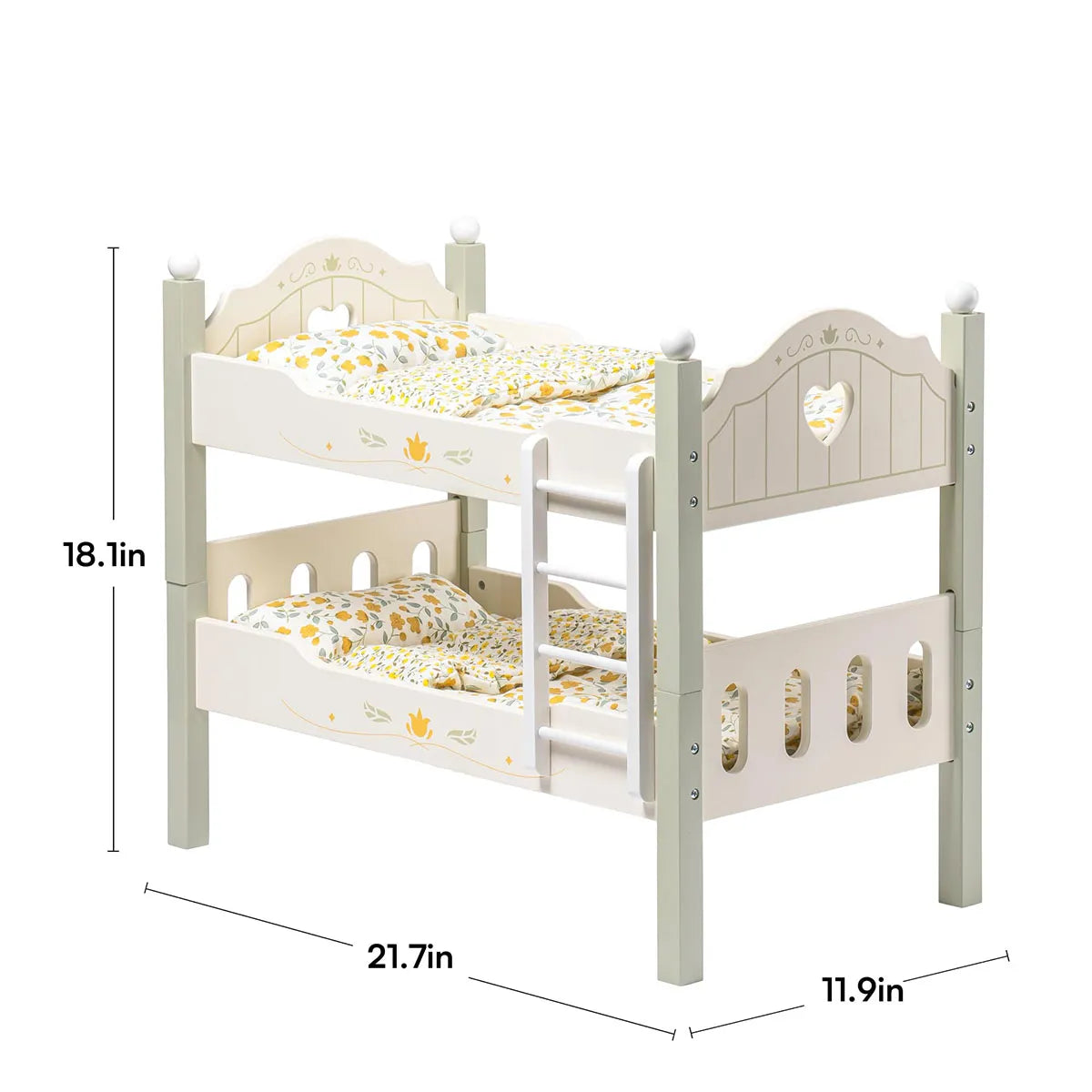 Wooden Baby Doll Bed with Ladder & Bedding