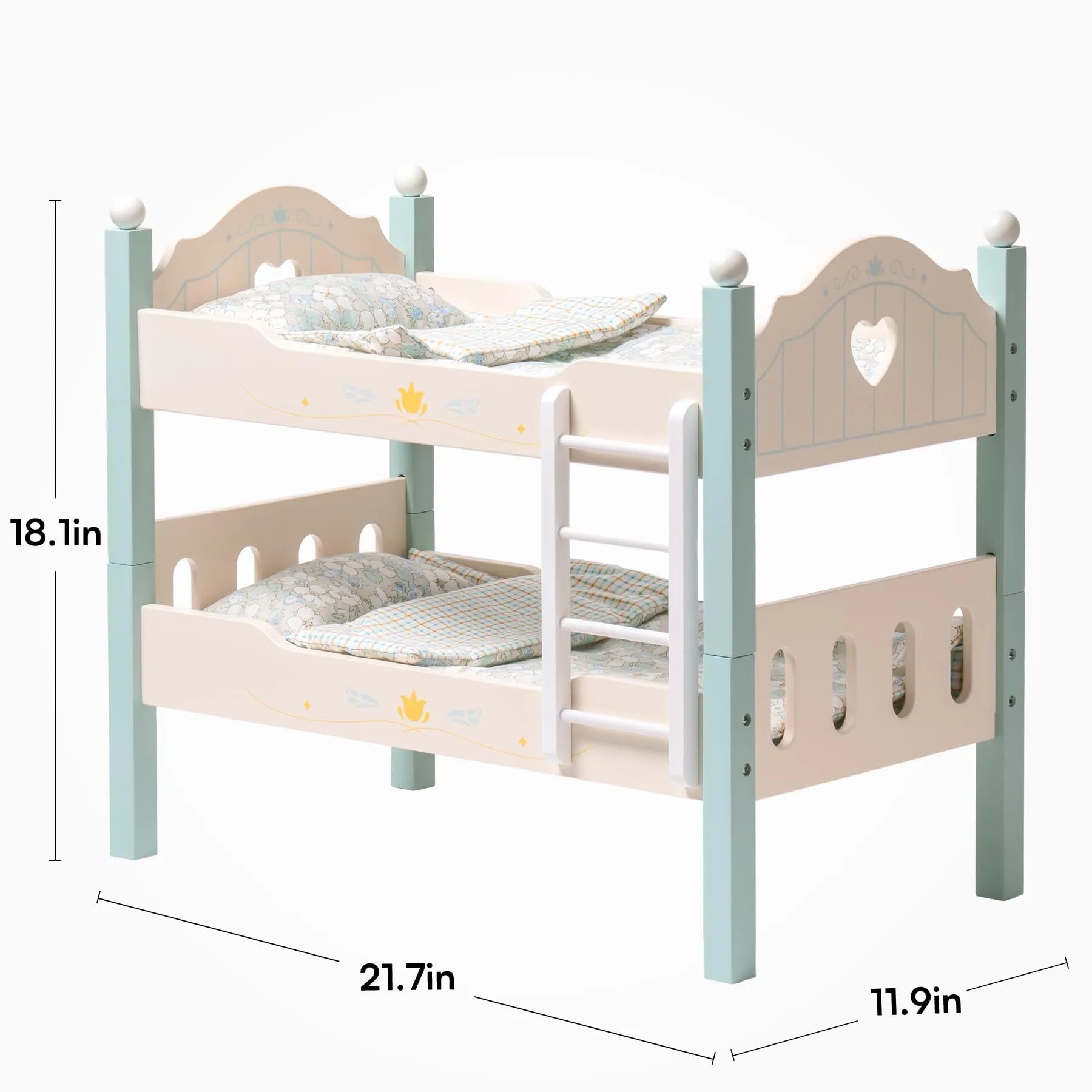 Wooden Baby Doll Bed with Ladder & Bedding