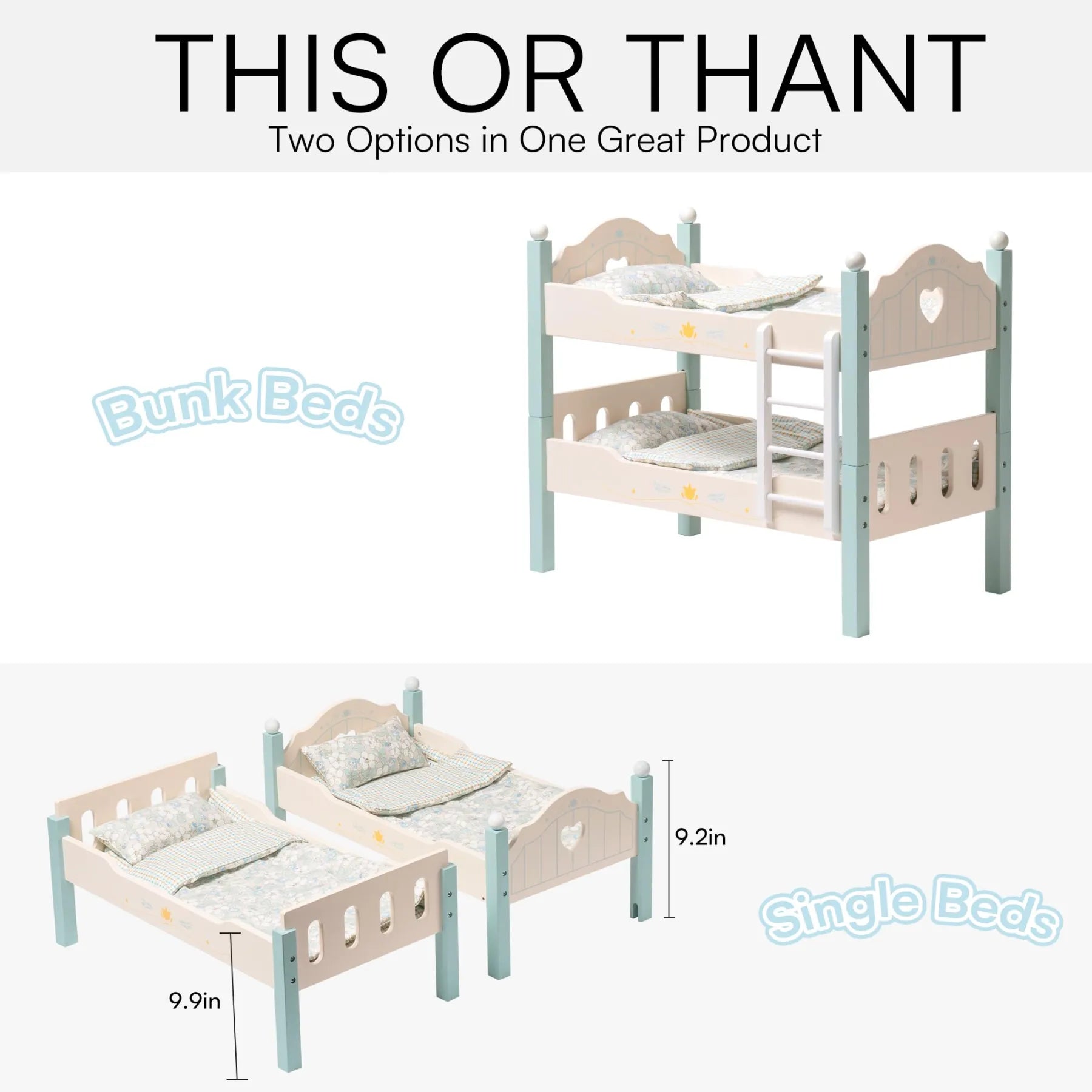 Wooden Baby Doll Bed with Ladder & Bedding