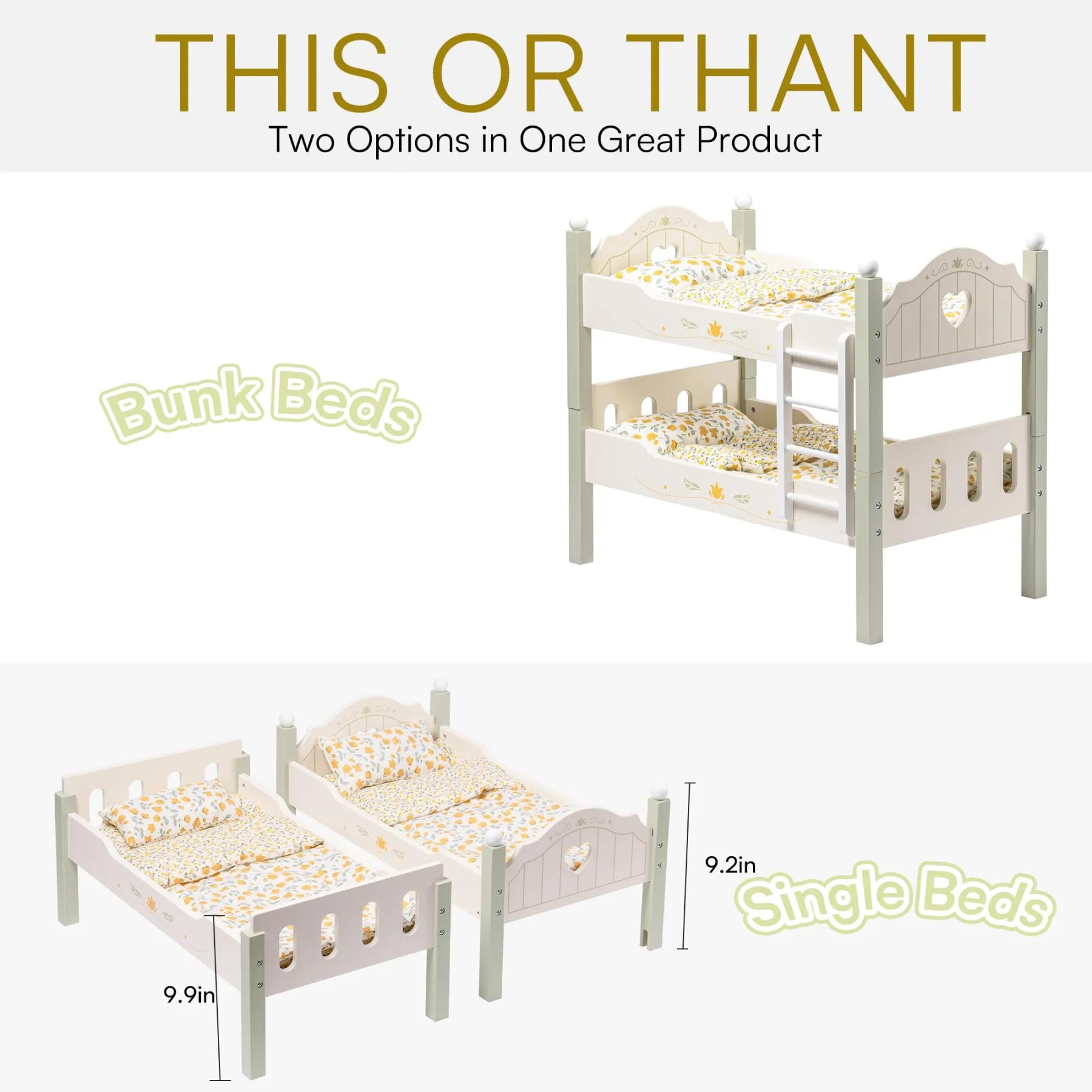 Wooden Baby Doll Bed with Ladder & Bedding