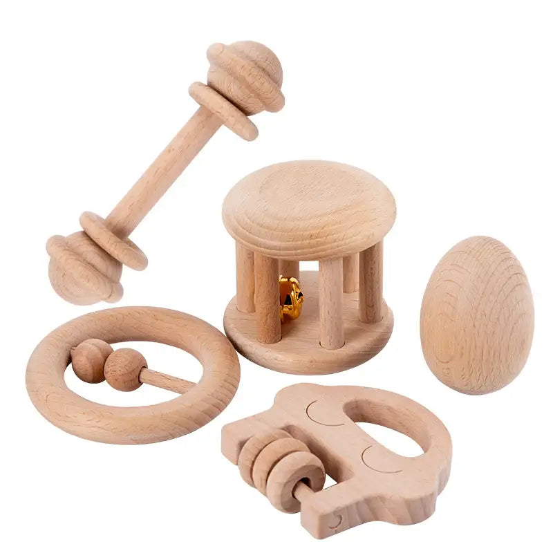 Balle de préhension en bois pour bébé