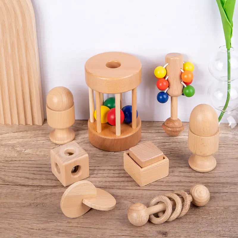 Wooden Baby Hand Bell Rattle Toy