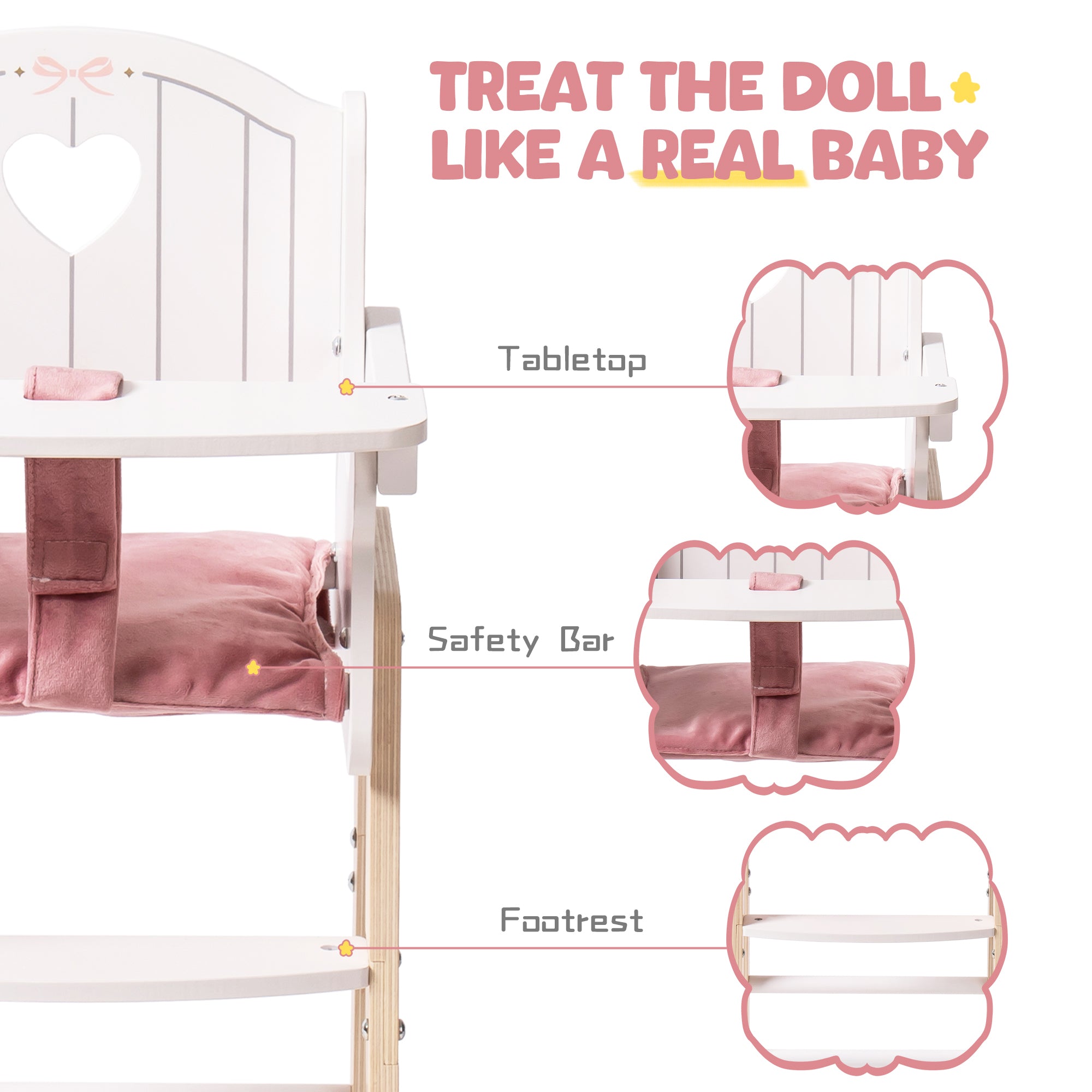 Wooden High Chair Toy - Lunamoa