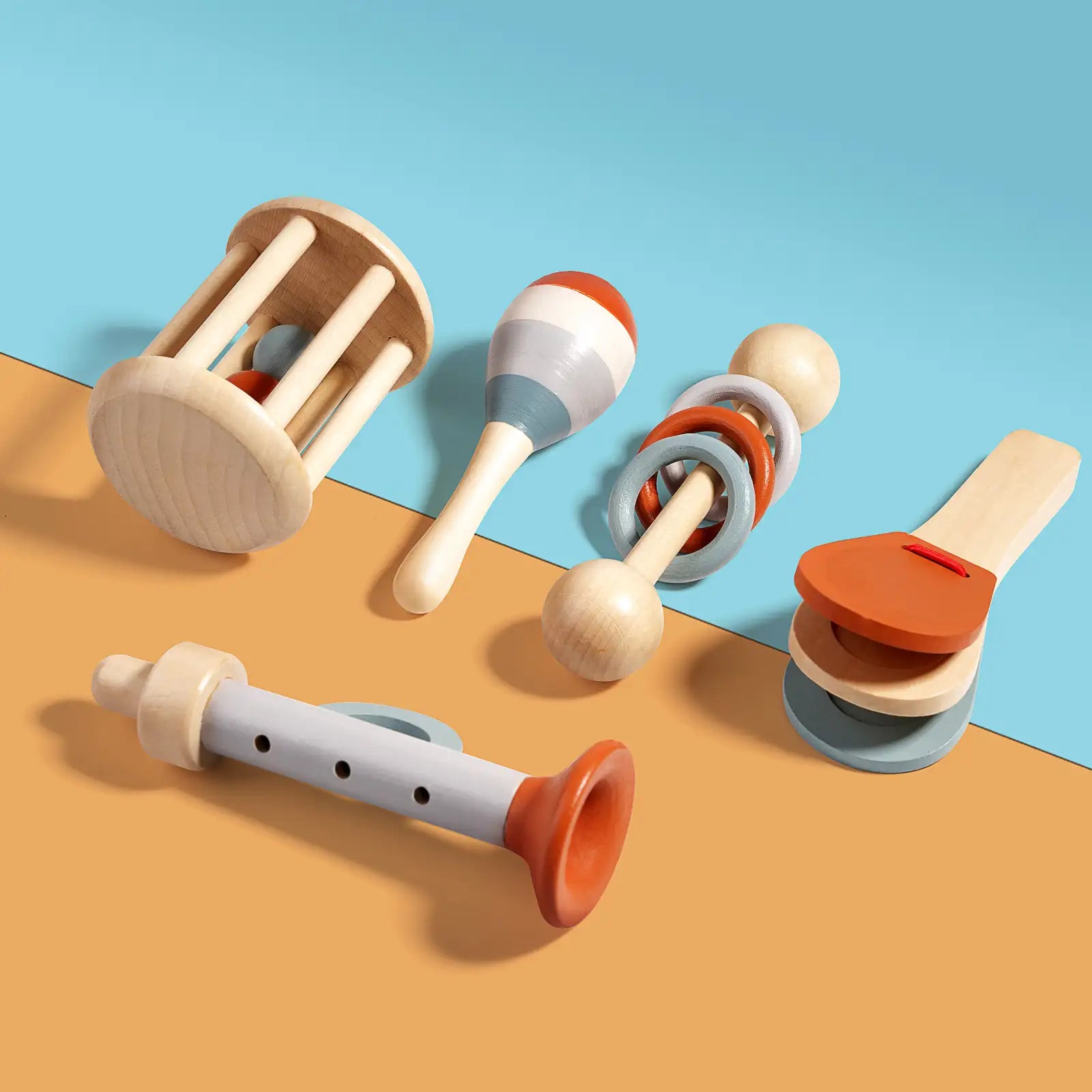 Wooden Baby Rattles Toys