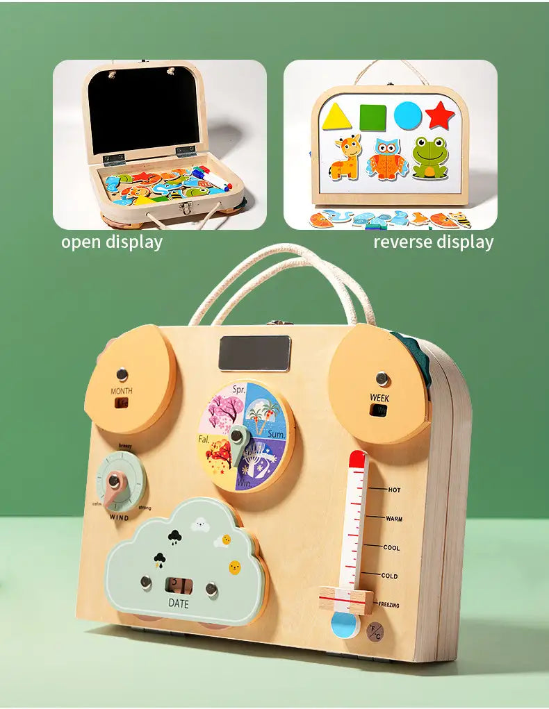 Wooden Busy Board with Light Switch & Drawing Area