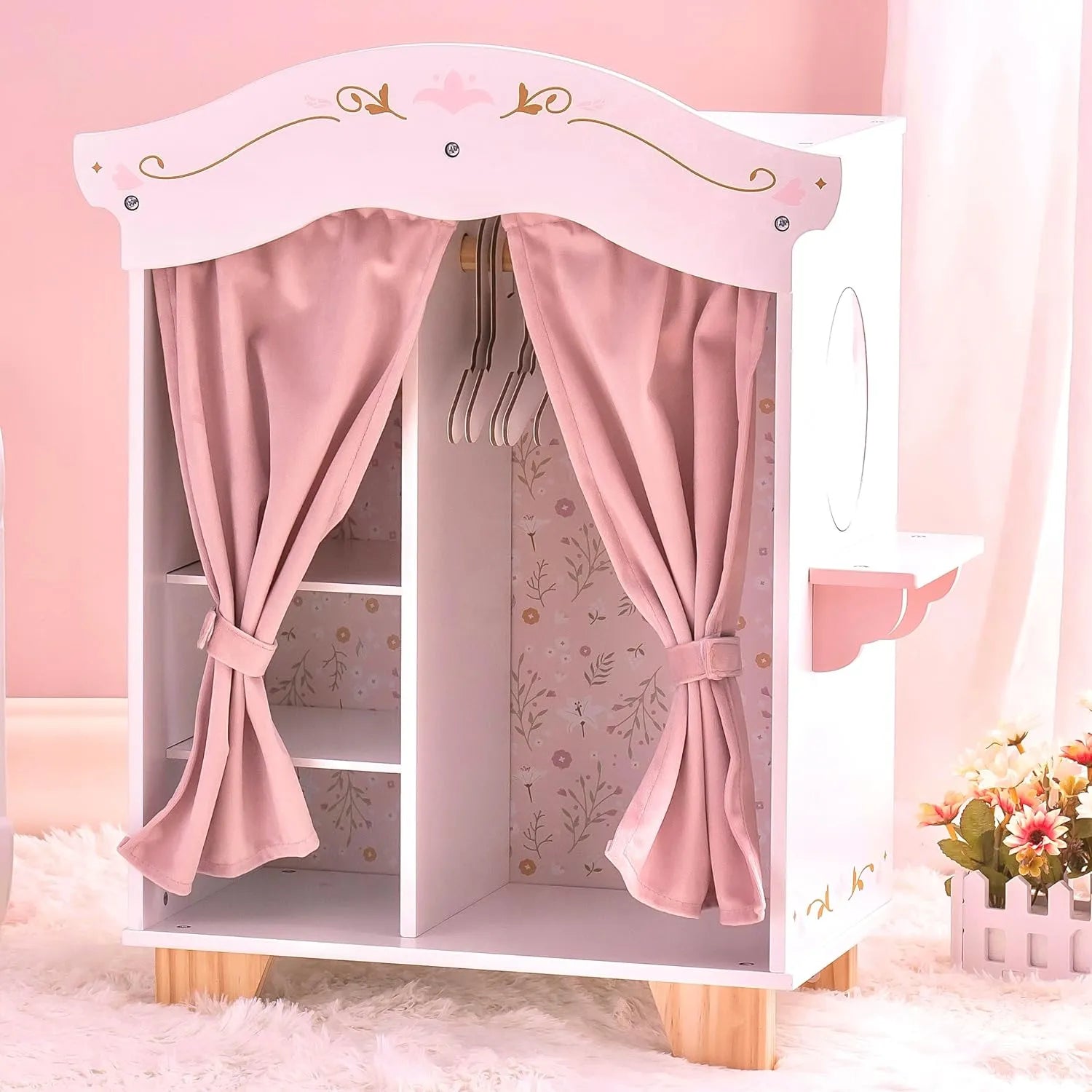 Wooden Doll Wardrobe