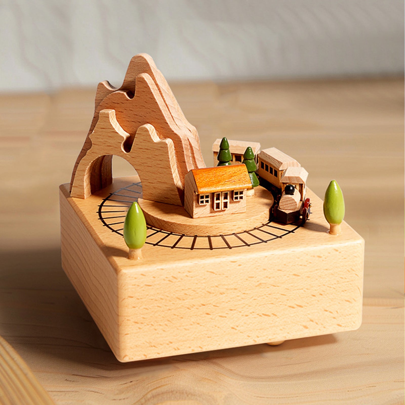 Boîte à musique en bois fabriquée à la main en forme de grande roue