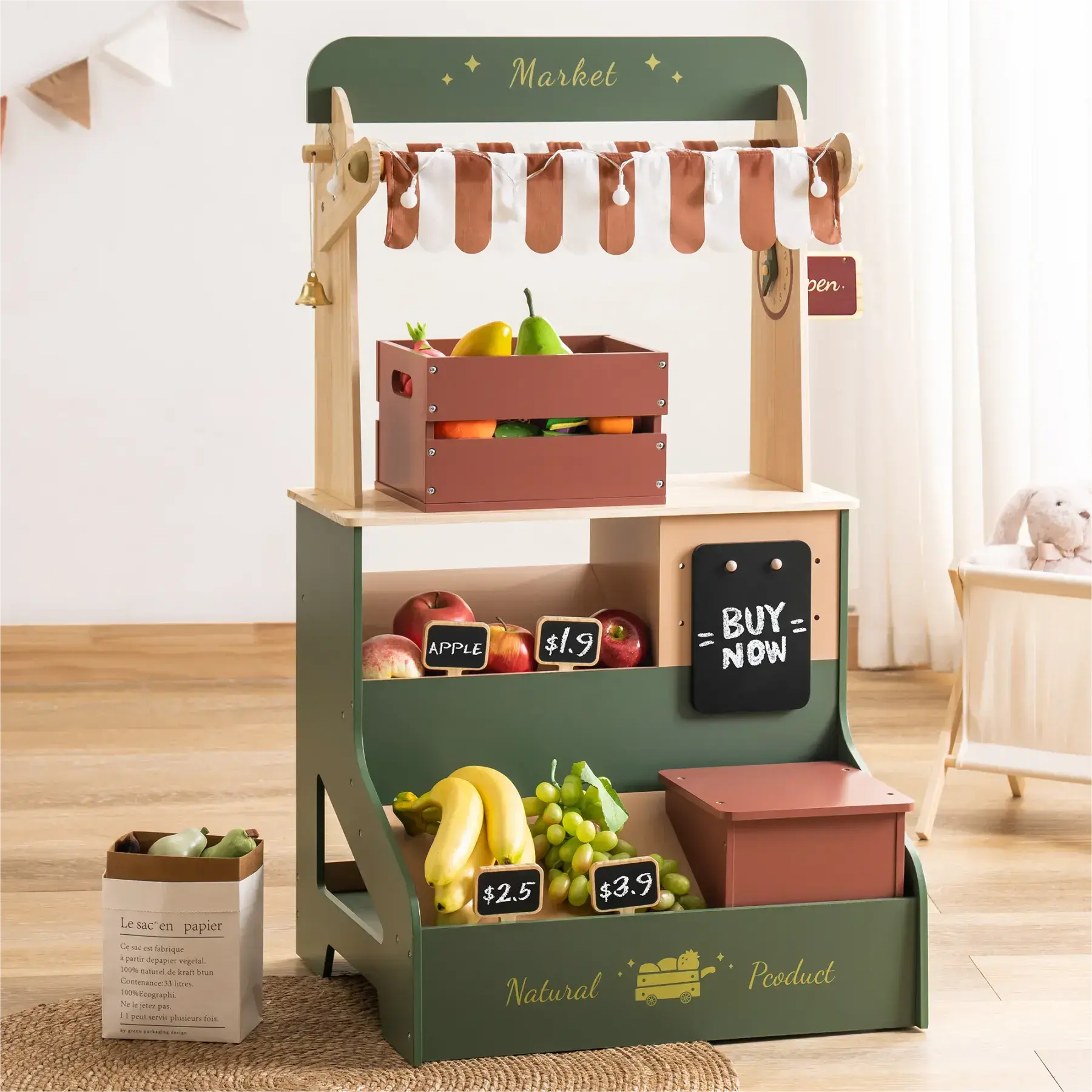 Wooden Grocery Supermarket Toy – Interactive Pretend Play