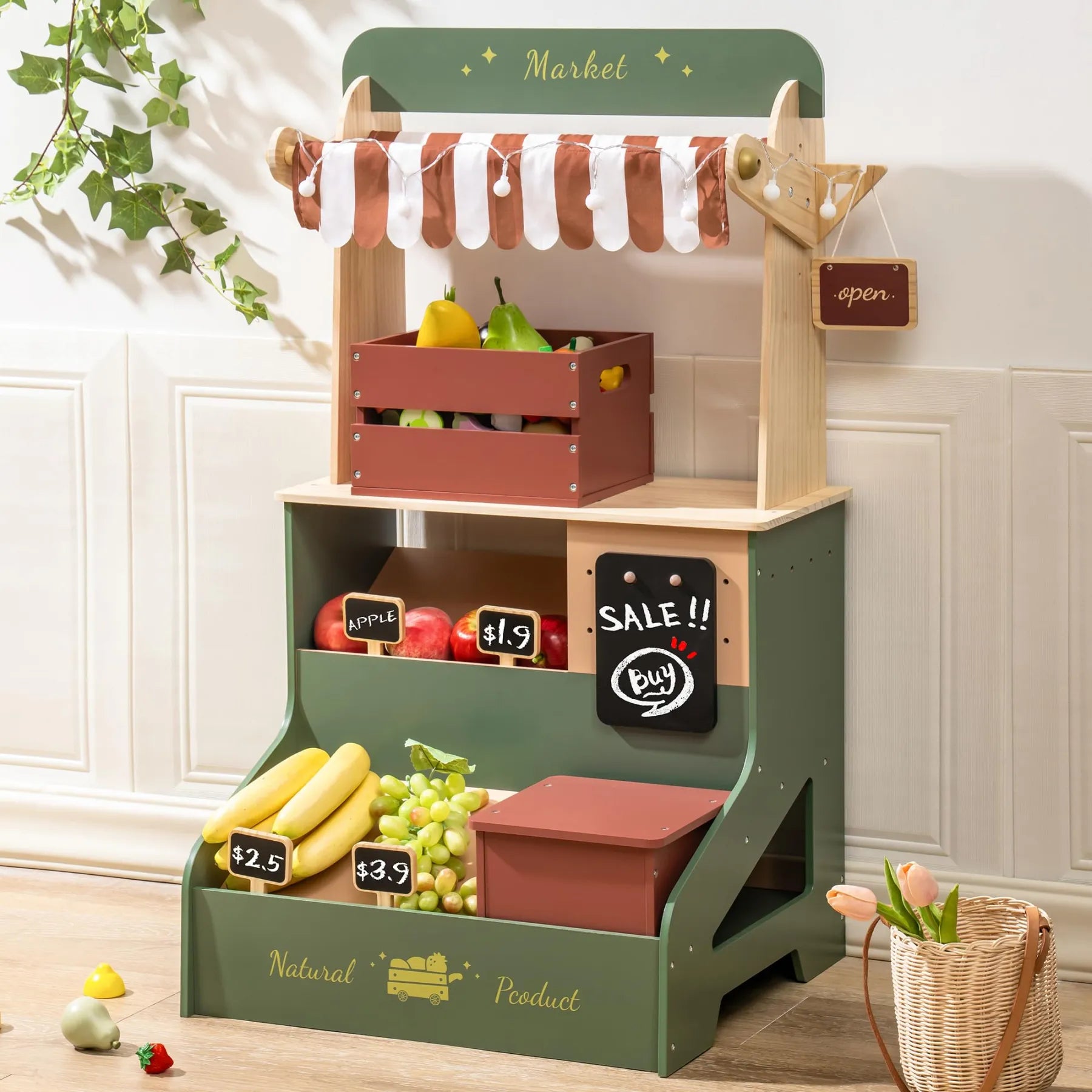 Wooden Grocery Supermarket Toy – Interactive Pretend Play