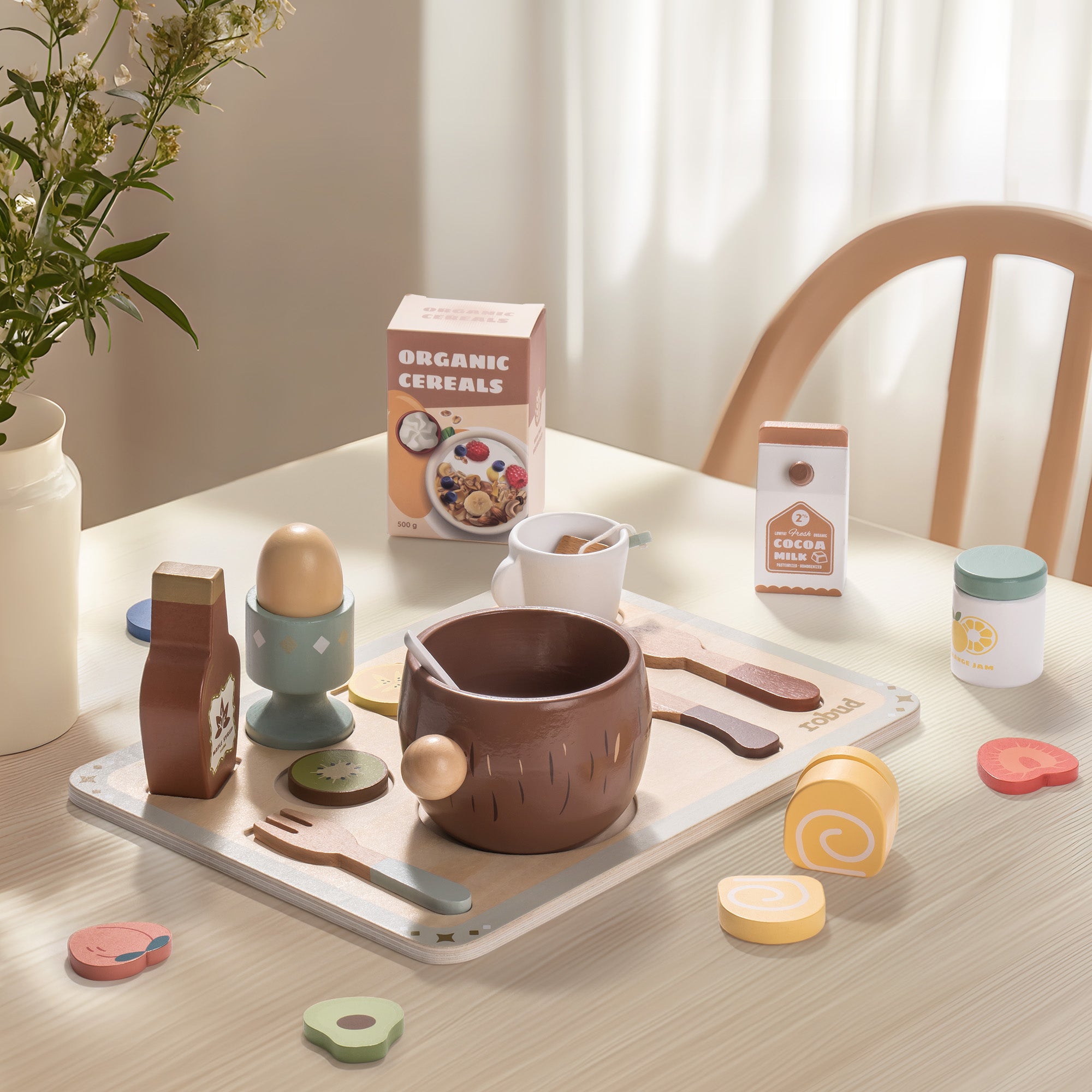 Cuisine en bois pour enfants avec fruits à découper