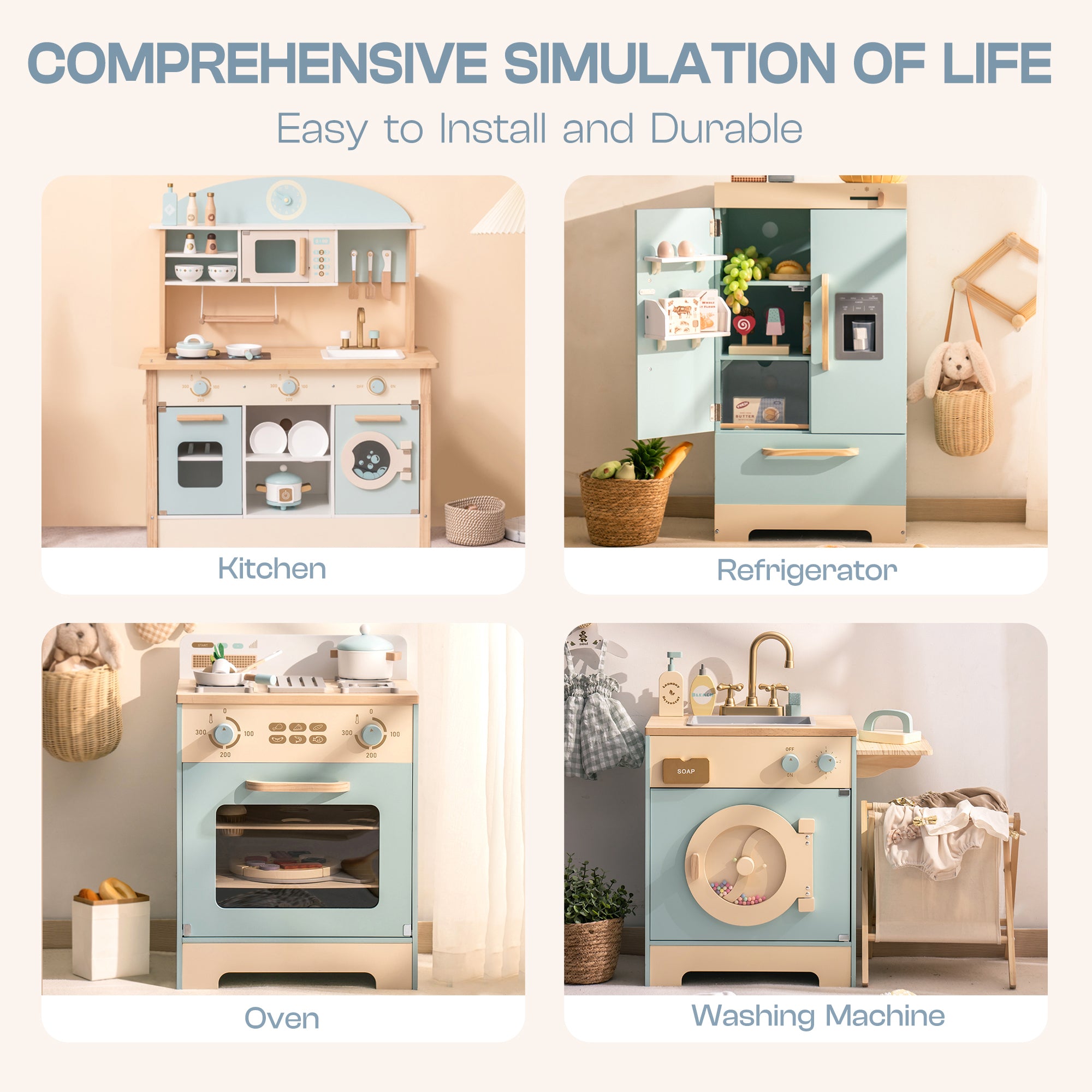 Wooden Toy Kitchen Playset