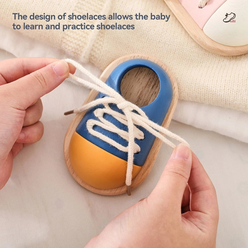 Wooden Lacing Shoe Toy for Toddlers