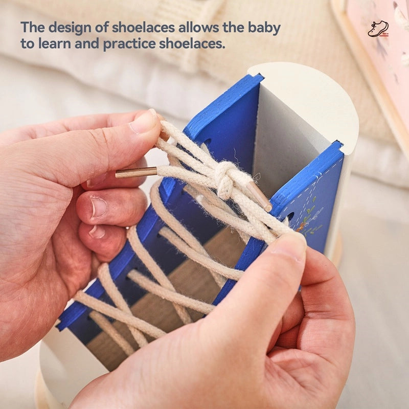 Wooden Lacing Shoe Toy for Toddlers