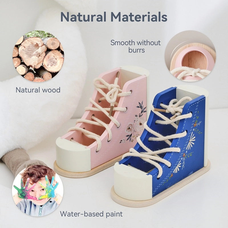 Wooden Lacing Shoe Toy for Toddlers