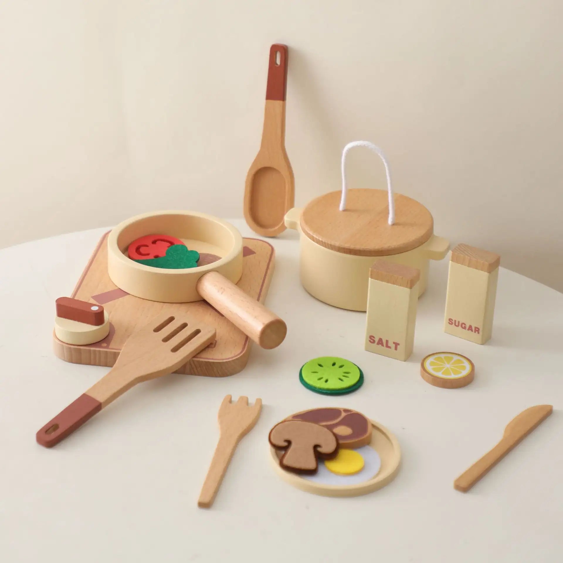 Wooden Play Food Set for Kids