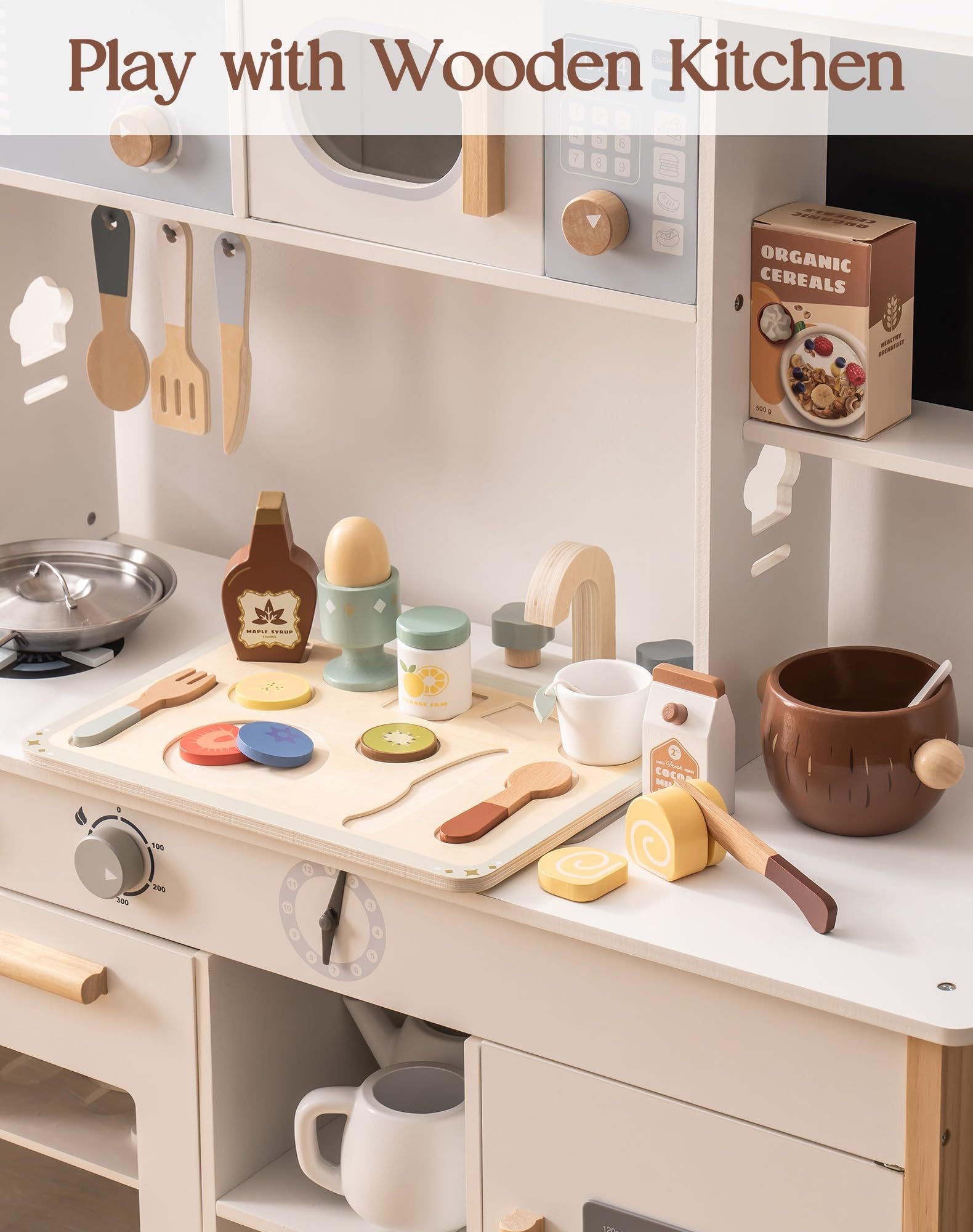 4-Set Wooden Play Dishes Set - Lunamoa