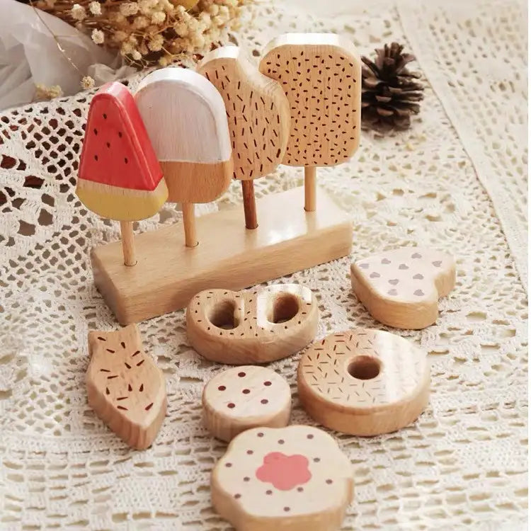 Ensemble de nourriture en bois naturel