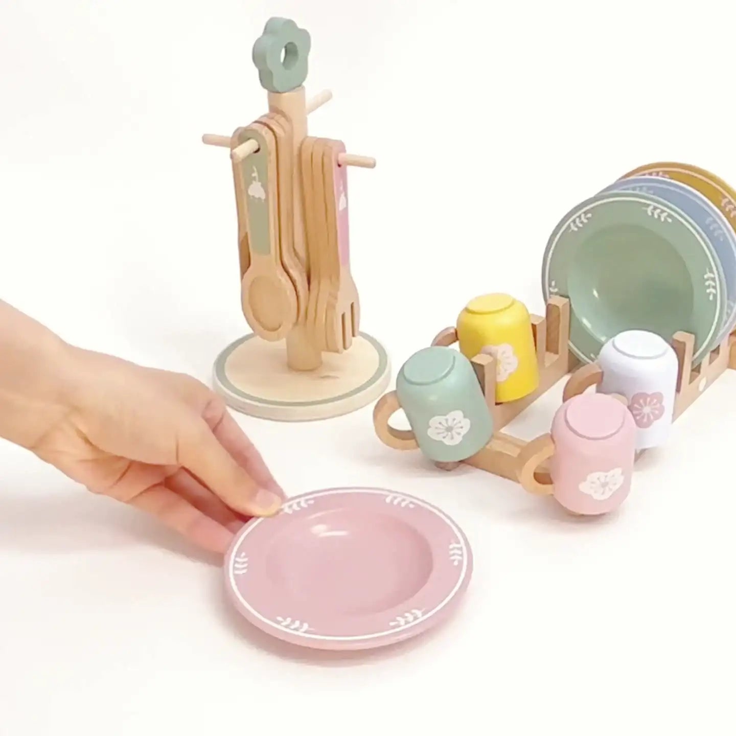 Wooden Pretend Kitchen Dish Set for Kids - Lunamoa