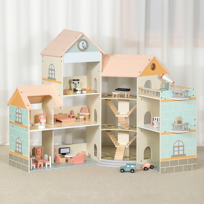 Wooden Princess Dollhouse Castle Play Set