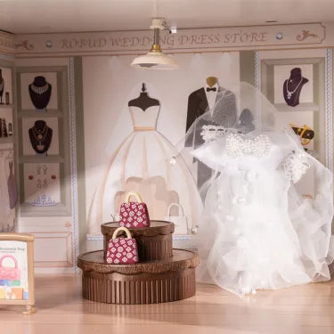 Maison de poupée en bois avec centre commercial pour enfants