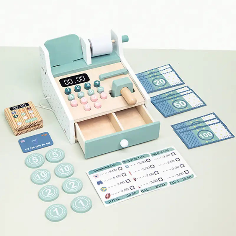 Wooden Pretend Supermarket Cash Register - Lunamoa
