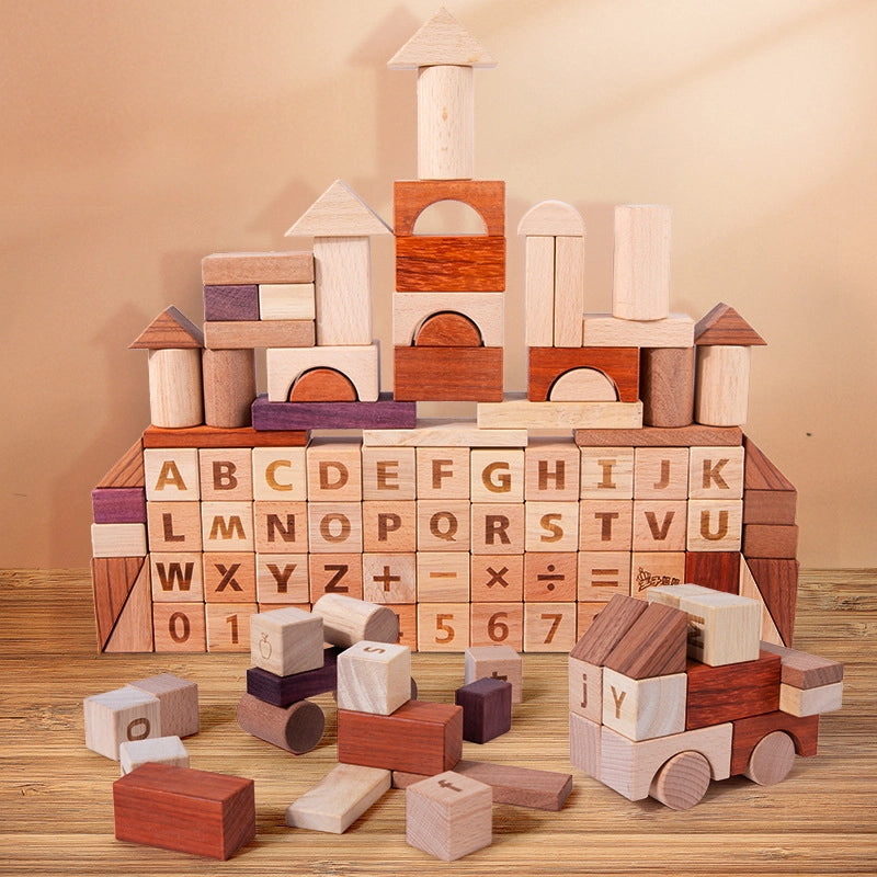 Wooden Toddler Building Blocks Set