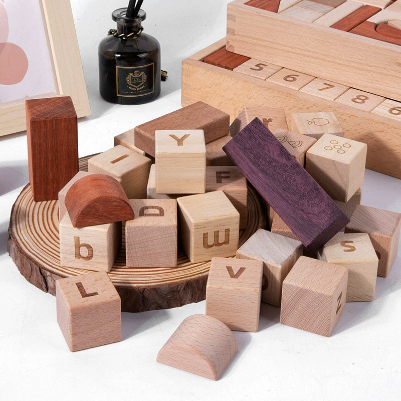 Wooden Toddler Building Blocks Set