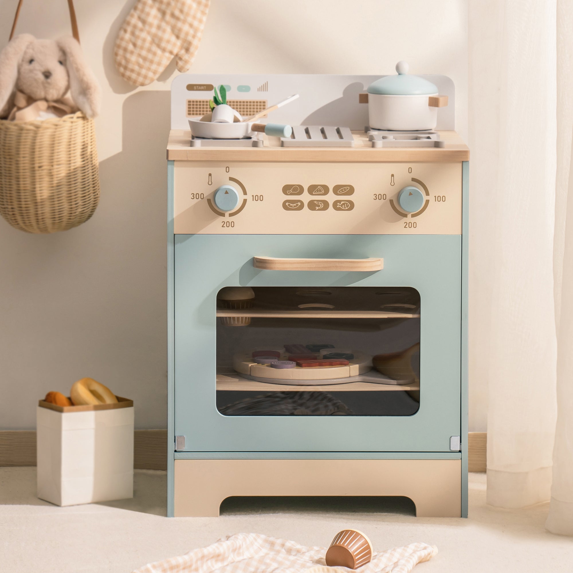 Realistic Wooden Play Oven for Kids