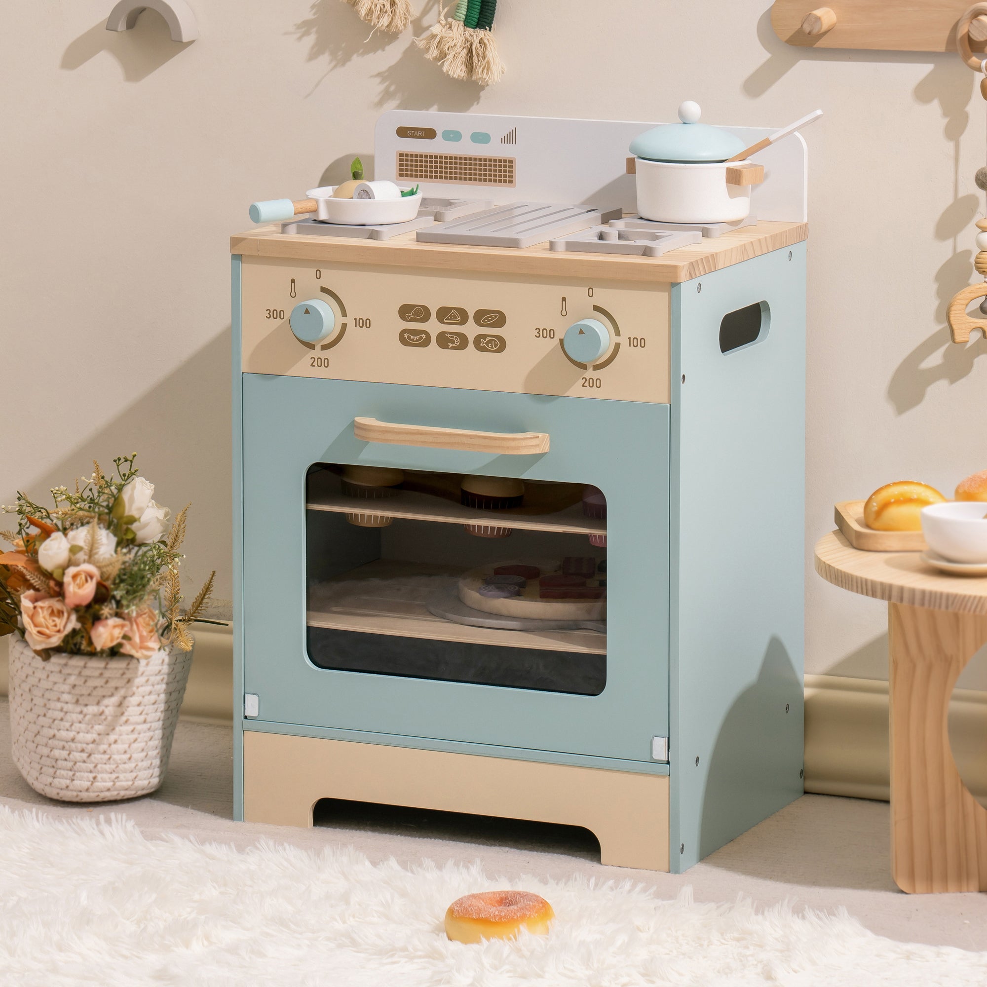 Realistic Wooden Play Oven for Kids