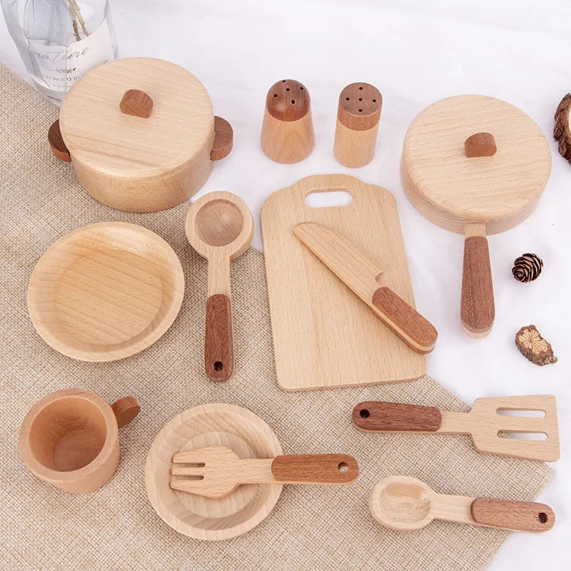 Wooden Kitchen Play Set for Toddlers