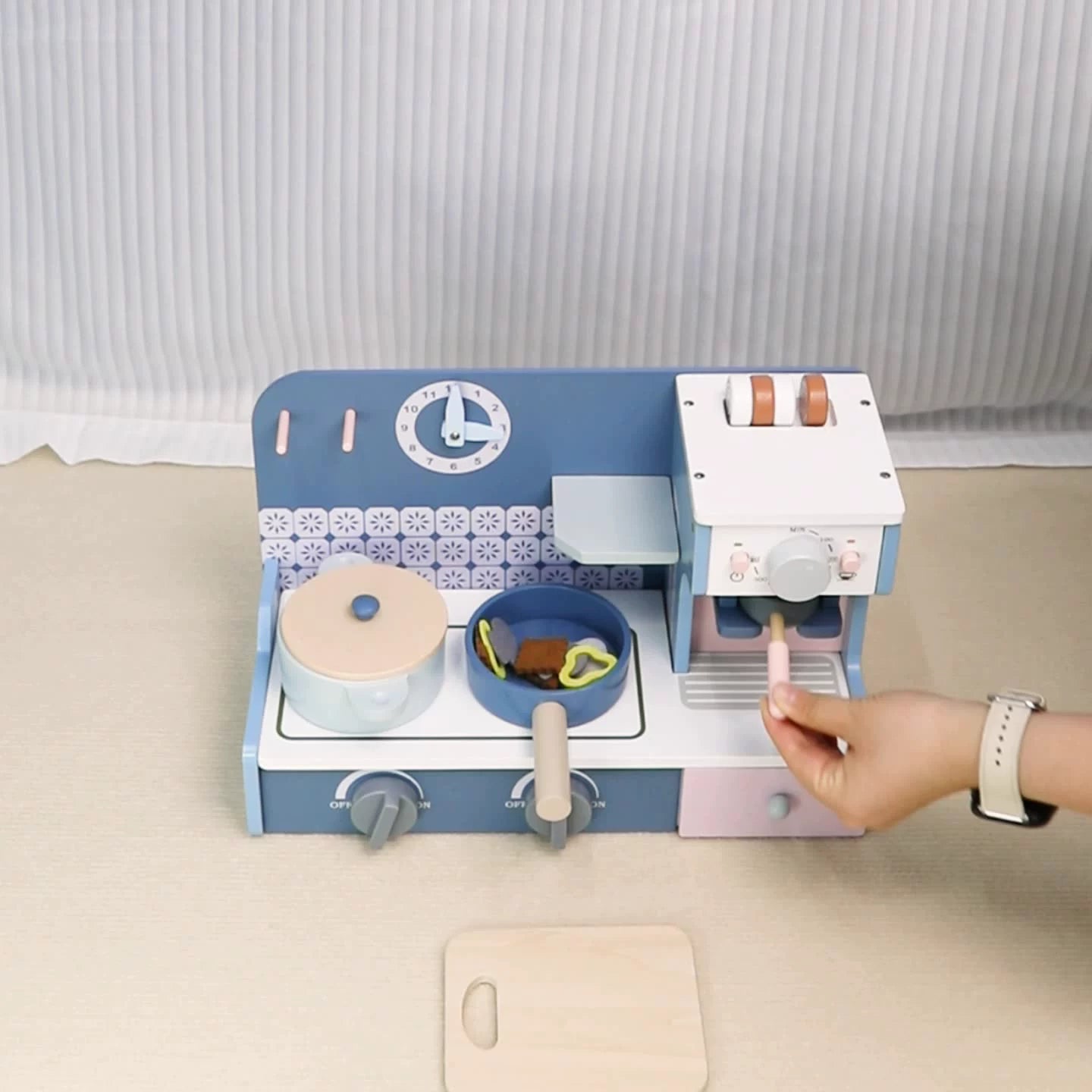 Ensemble de jeu de cuisinière en bois pour tout-petits