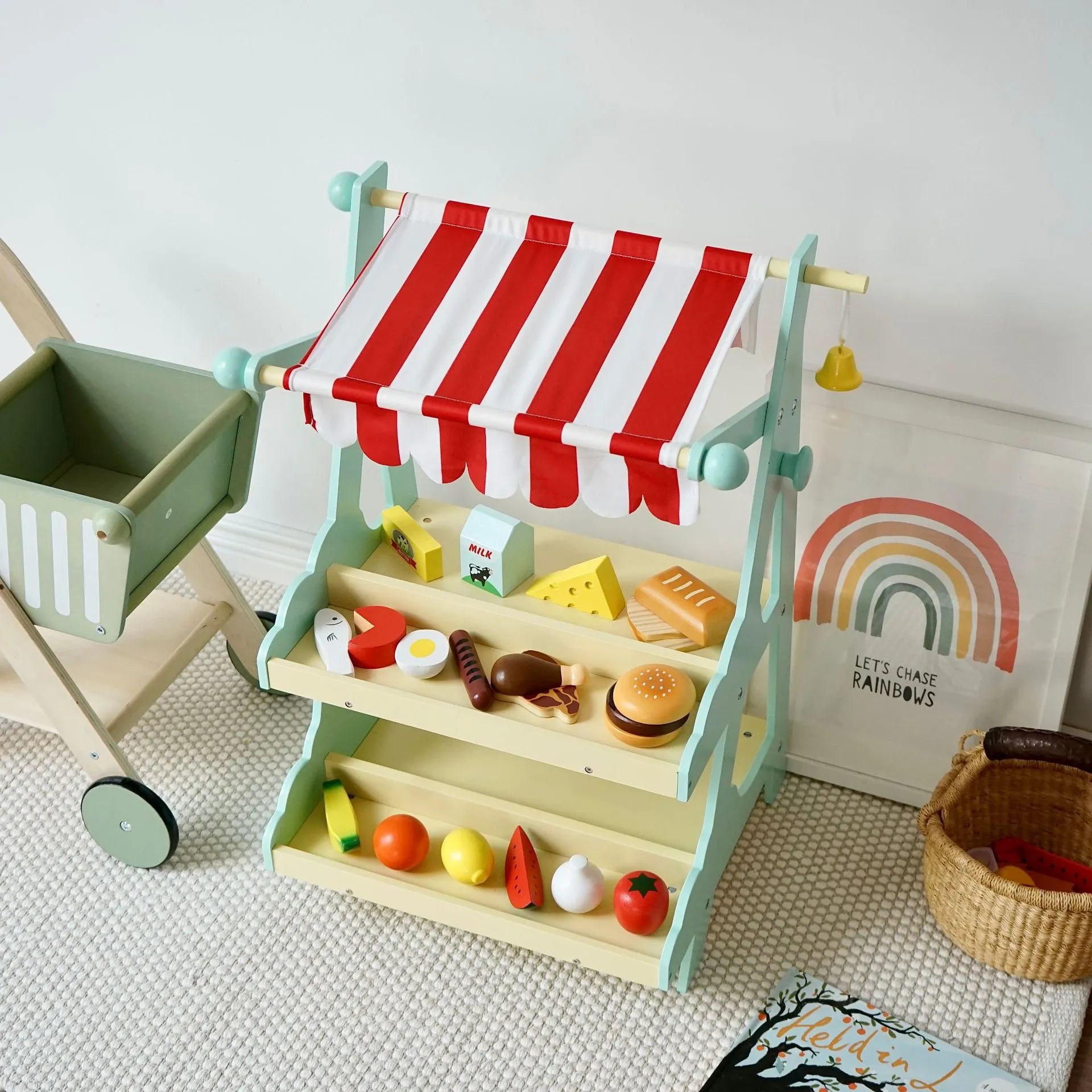 Wooden Pretend Play Grocery Store for Toddlers